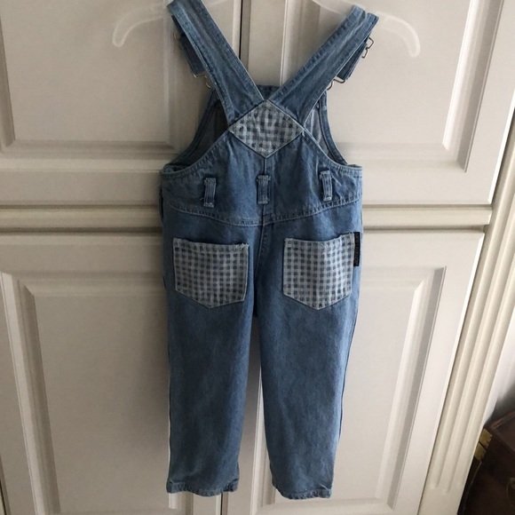 🎀 Cuteness Overload - Suspenders, Gingham, Flowers embroidered cotton jeans - Picture 4 of 6